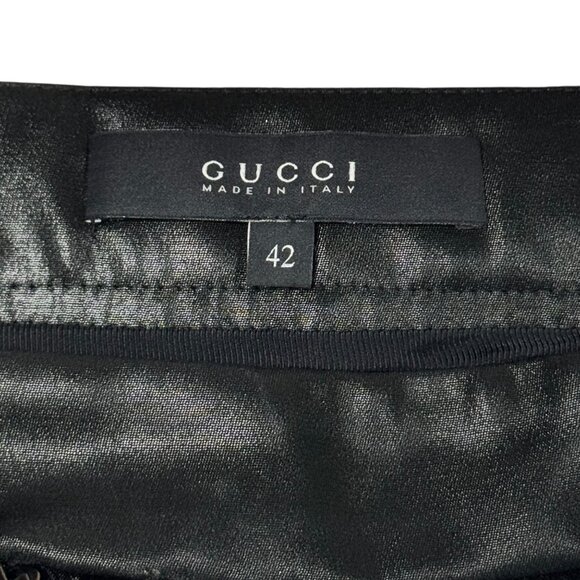 Gucci Black Mini Skirt SZ 6 Black Silk Blend Zipper Contemporary Designer - Picture 4 of 11